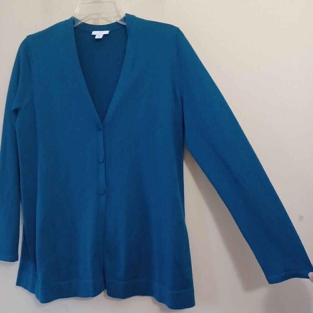 J Jill XS Petite Cardigan VNeck Long‎ Sleeve Teal Cozy Lounge Preppy Grandmacore
